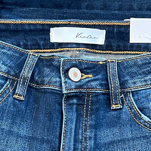 Kancan Mid Rise Ankle Skinny Leopard Patch Distressed Blue Jeans Size 9/28 - Picture 5 of 8